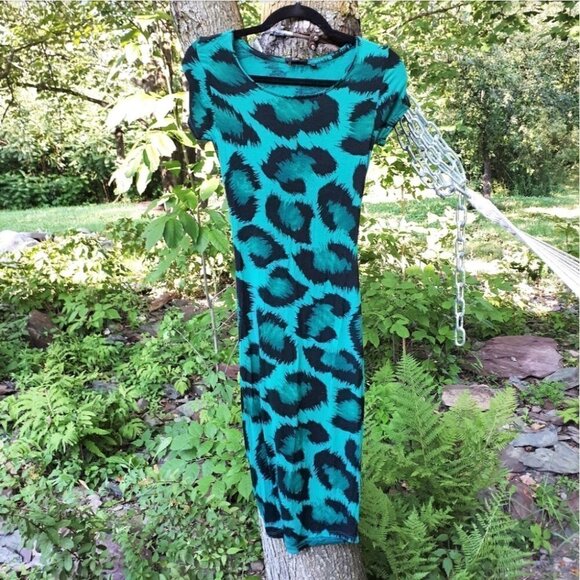 𝅺EMERALD Green Wild Leopard Dress - Picture 1 of 2